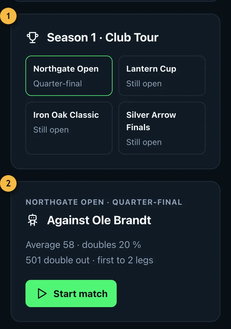 Emma's career with the tournaments of the season and the next match